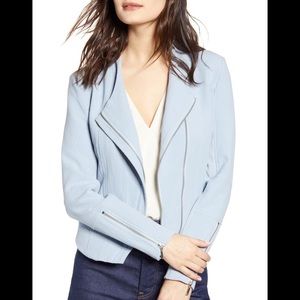 Blanknyc Light Blue Mesh Crepe Moto Jacket XS $98